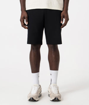 Regular Fit Headlo Sweat Shorts in Black by Boss. EQVVS Front Angle Shot