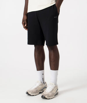 Regular Fit Headlo Sweat Shorts in Black by Boss. EQVVS Side Angle Shot