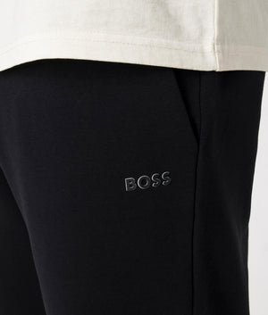 Regular Fit Headlo Sweat Shorts in Black by Boss. EQVVS Detail Shot