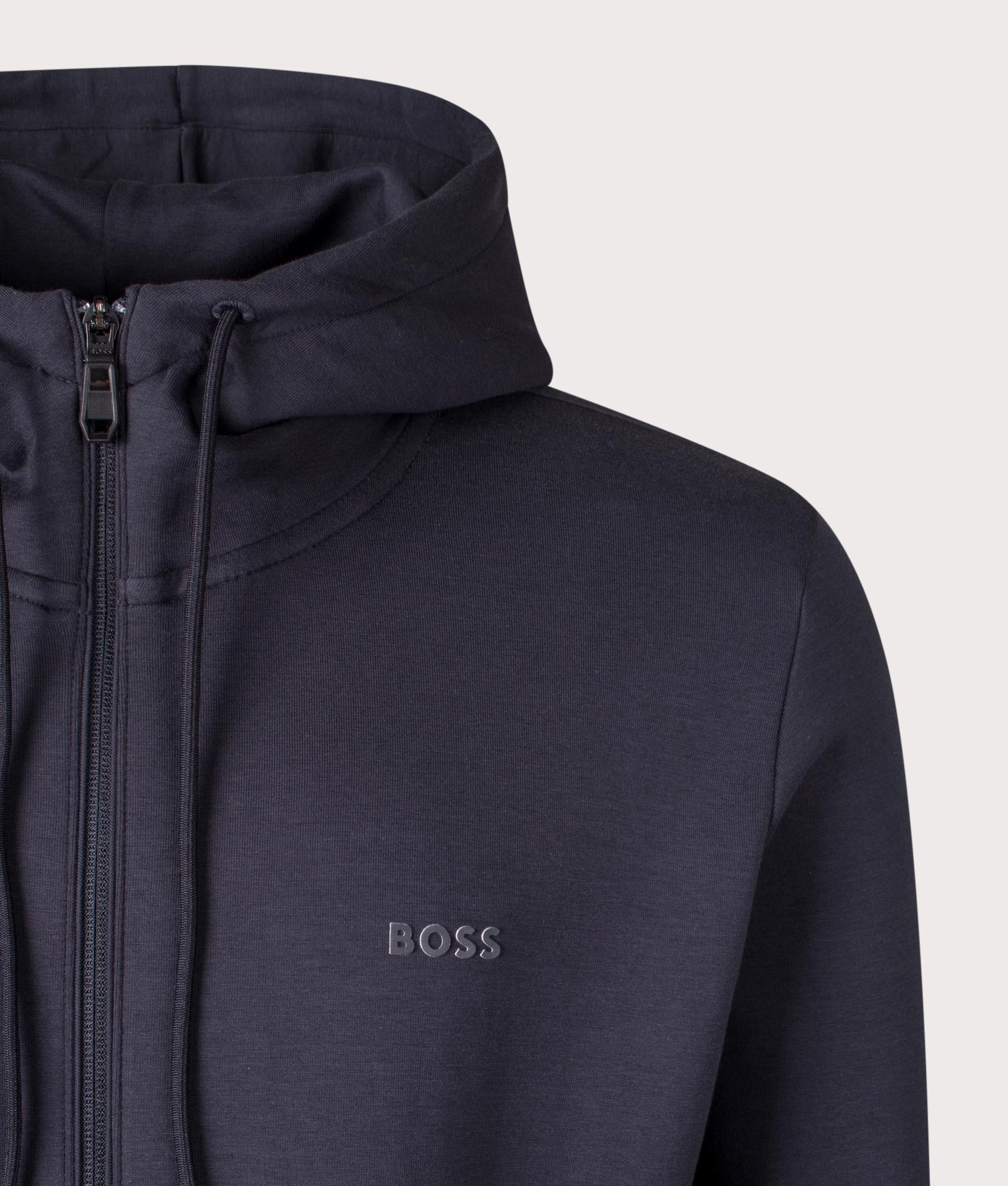 Saggy Hoodie Blue BOSS. Shot at EQVVS. Detail mannequin shot. Detail shot.