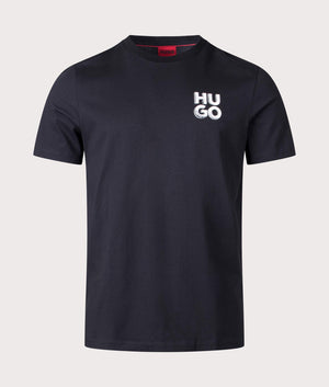 HUGO Detzington241 T-Shirt in Black with Chest Logo Front Shot at EQVVS