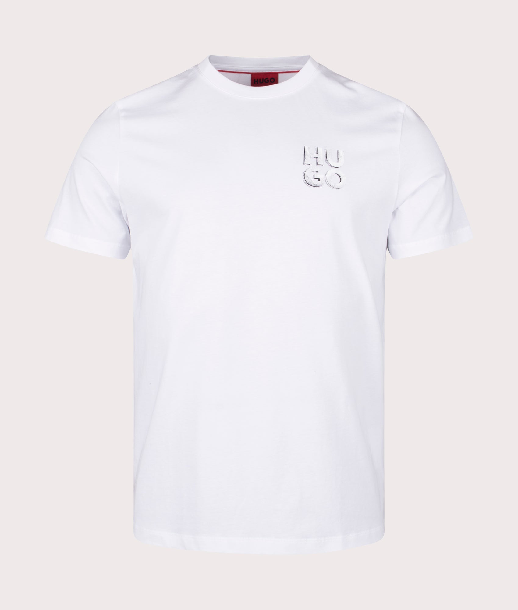 Detzington T-Shirt in White by Hugo. EQVVS Front Angle Shot.