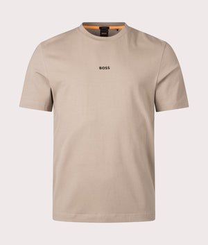 BOSS Relaxed Fit Tchup T-Shirt in Open Brown front Shot at EQVVS