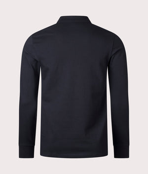 BOSS Slim Fit Passerby Long Sleeve Polo Shirt in Black Back Shot EQVVS