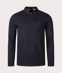 Slim Fit Passerby Long Sleeve Polo Shirt: 001 Black 