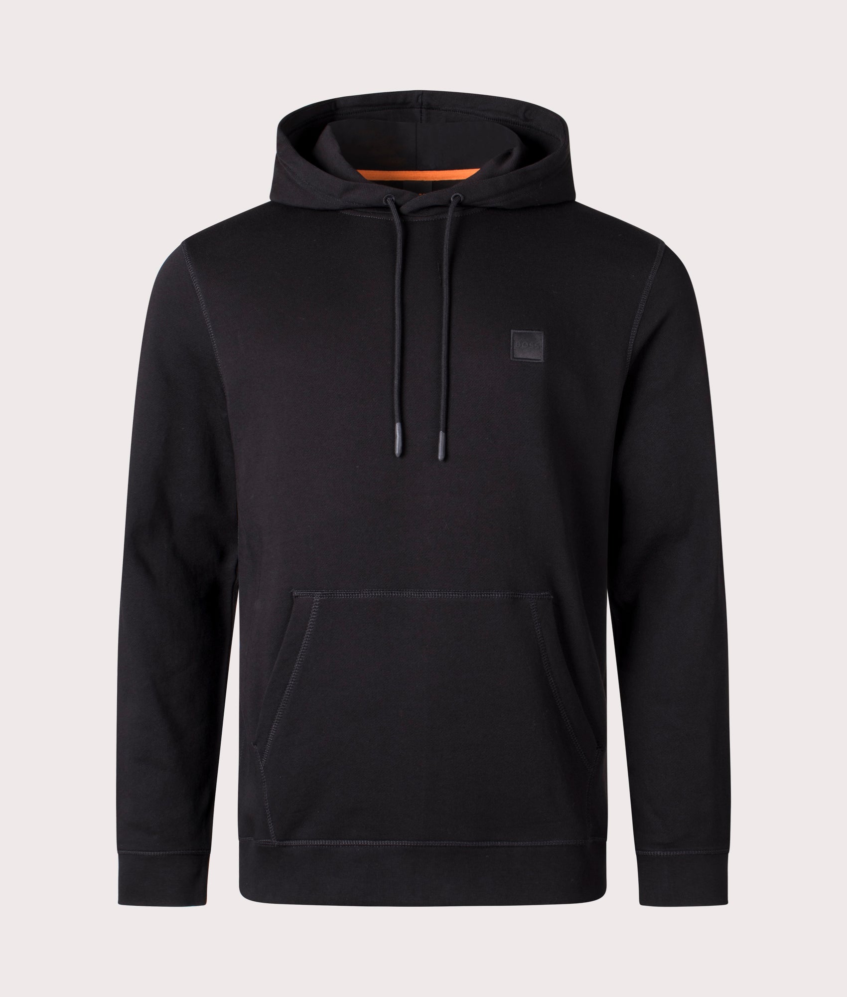 Boss Wetalk Hoodie in Black at EQVVS Menswear. Front shot.