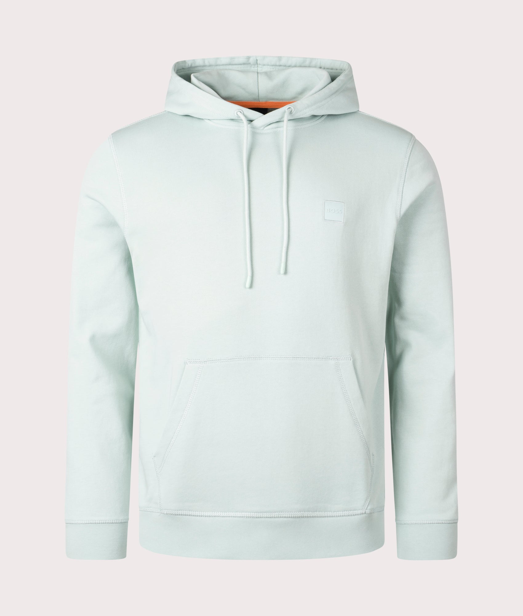 Wetalk Logo Patch Hoodie, Aqua, BOSS, EQVVS, Mannequin front