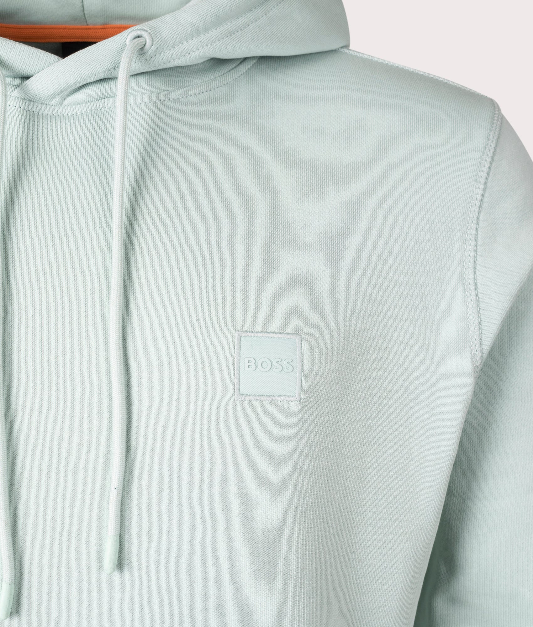 Wetalk Logo Patch Hoodie, Aqua, BOSS, EQVVS, Mannequin detail