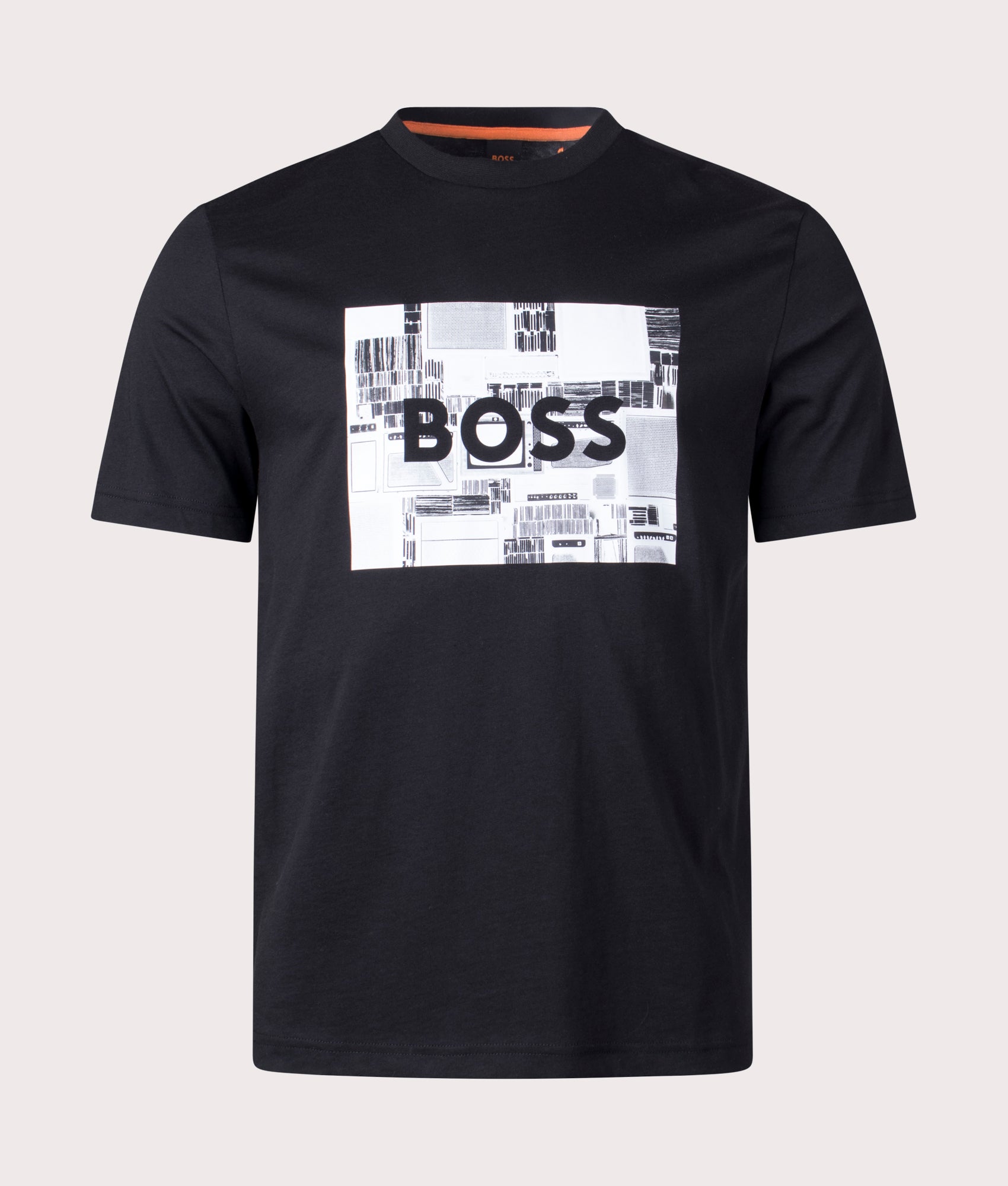 BOSS Heavy Graphic T-Shirt in Black Front Shot EQVVS