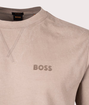 Raw Boss Logo T-Shirt in Open Brown. EQVVS Detail Shot.