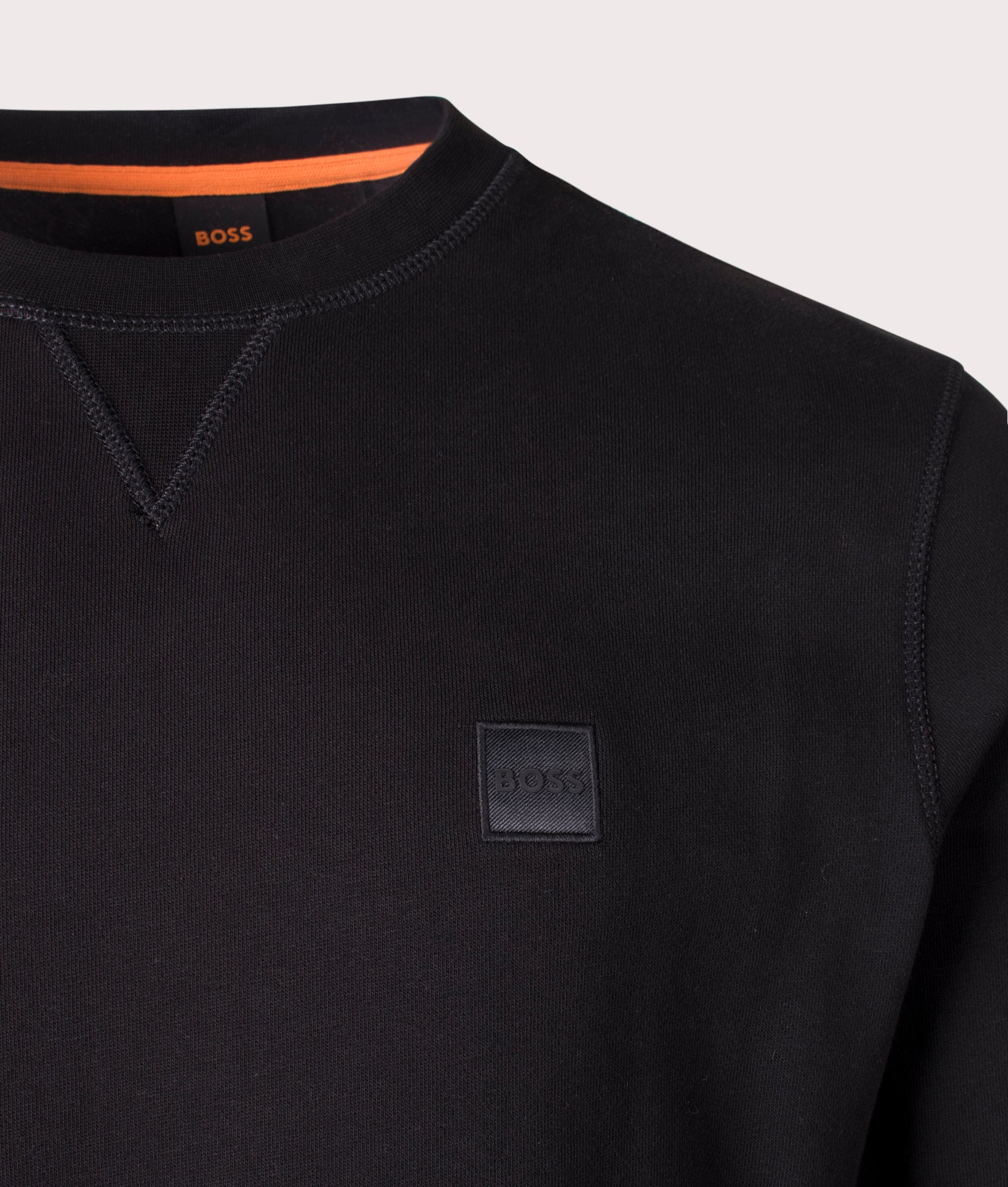 BOSS Relaxed Fit Westart in Black at EQVVS Menswear. Detail shot.