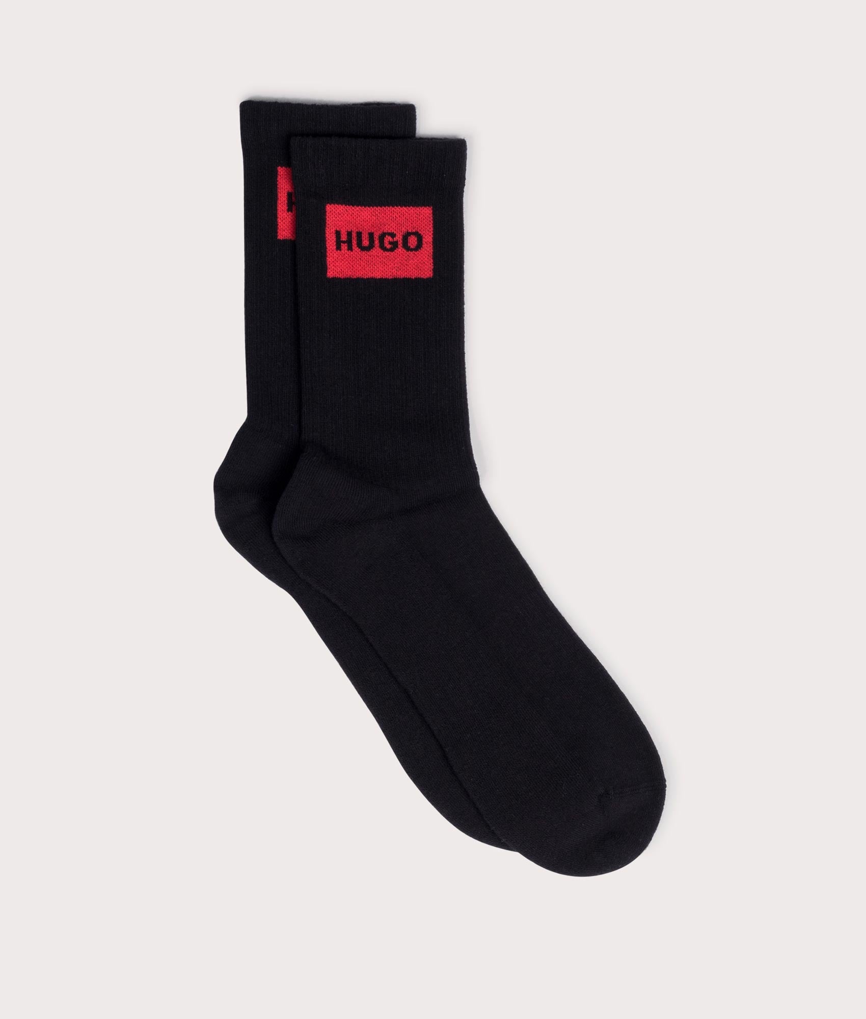 Two-Pack-of-Quarter-Length-Ribbed-Label-Socks-Black-HUGO-EQVVS