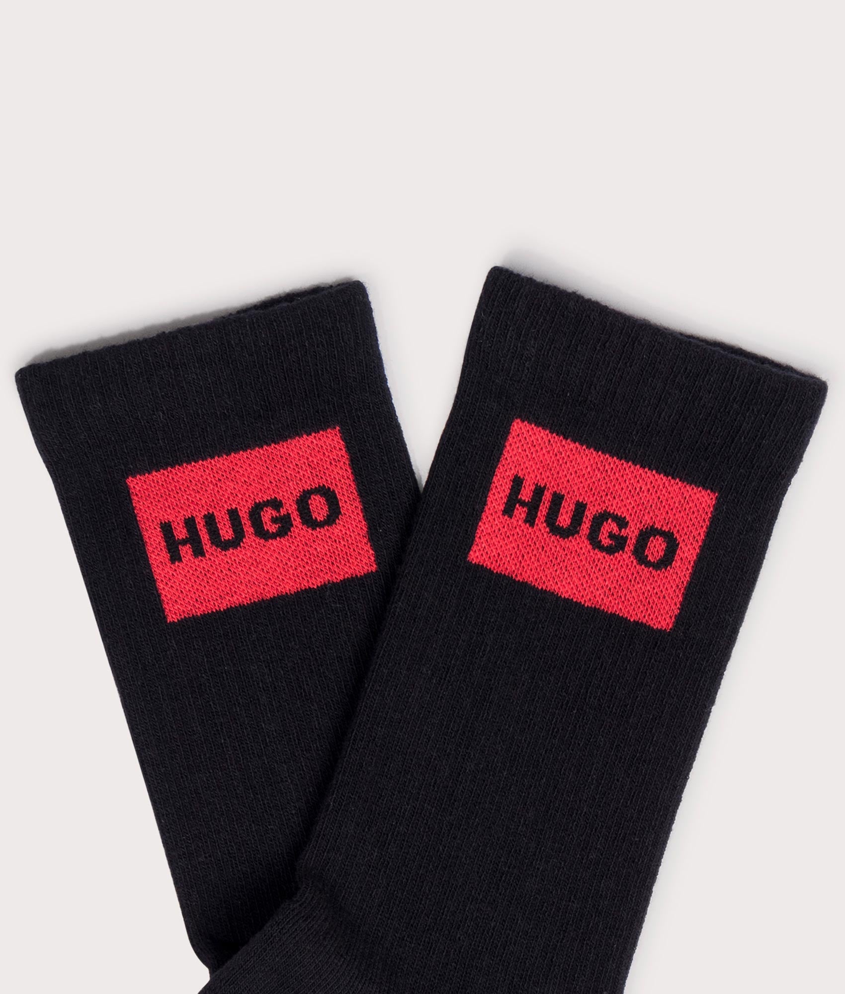 Two-Pack-of-Quarter-Length-Ribbed-Label-Socks-Black-HUGO-EQVVS