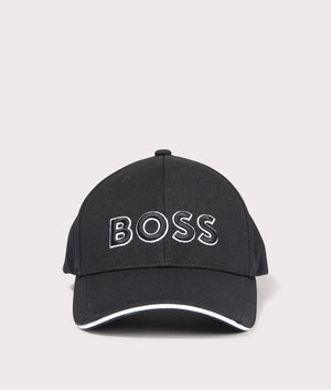 US Cap in Black by Boss. EQVVS Front Angle Shot.