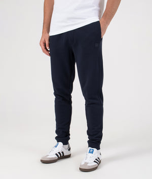 Regular Fit Sestart Joggers in Dark Blue | 100% Cotton | BOSS | EQVVS | Front angle model shot