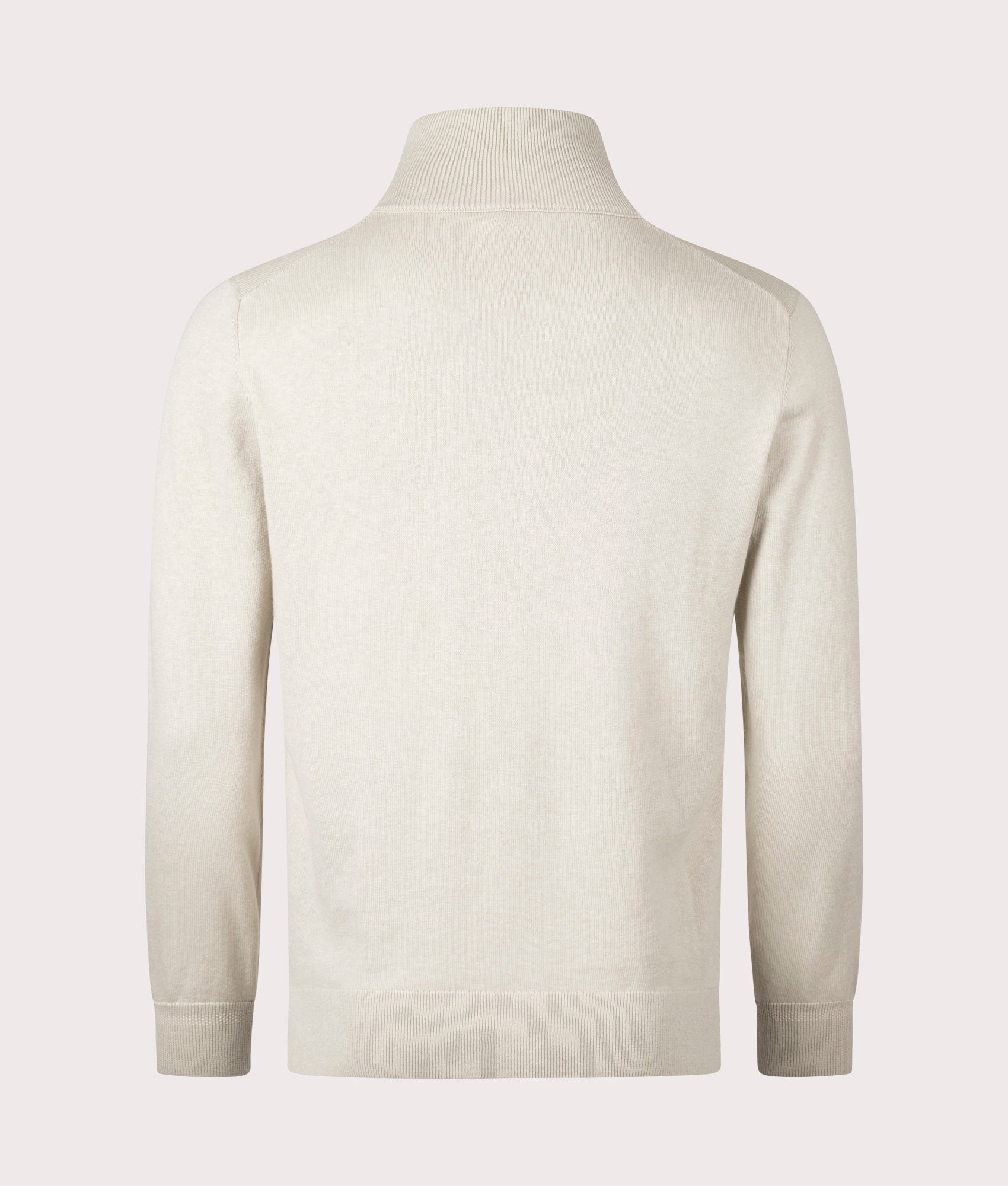 BOSS Kanobix Quarter Zip Jumper in Light Beige Back Shot EQVVS