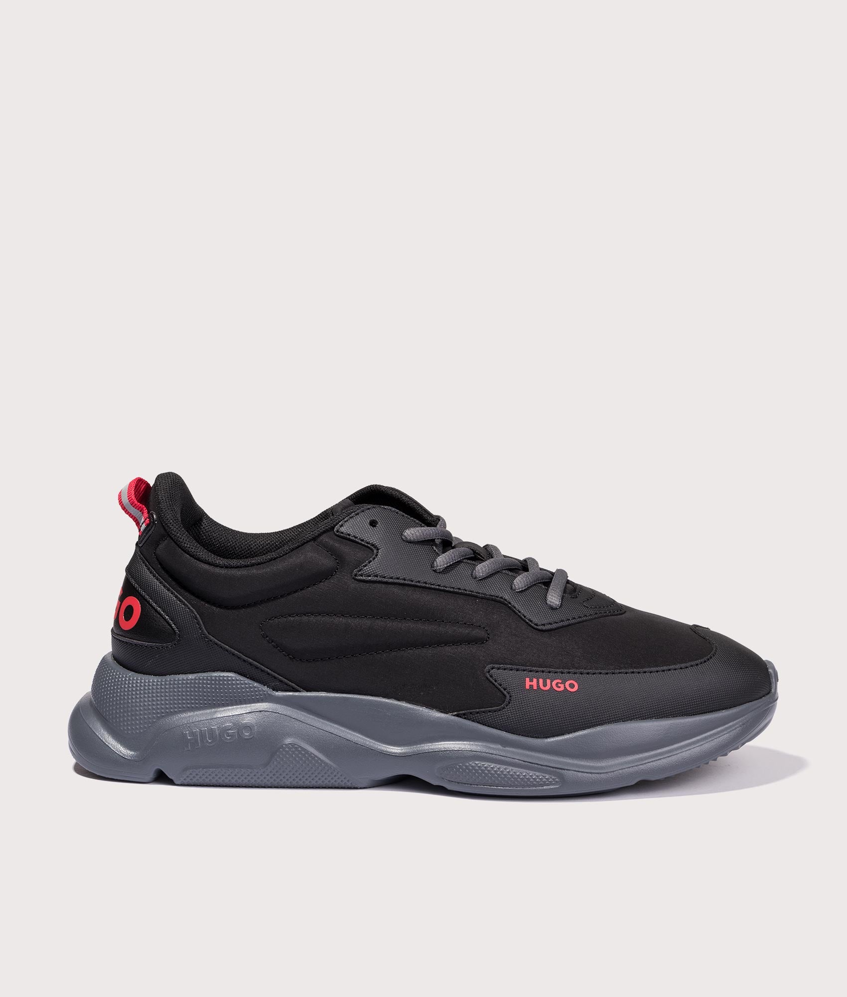 HUGO Leon Runn Nypu Trainers in Charcoal Side Shot EQVVS