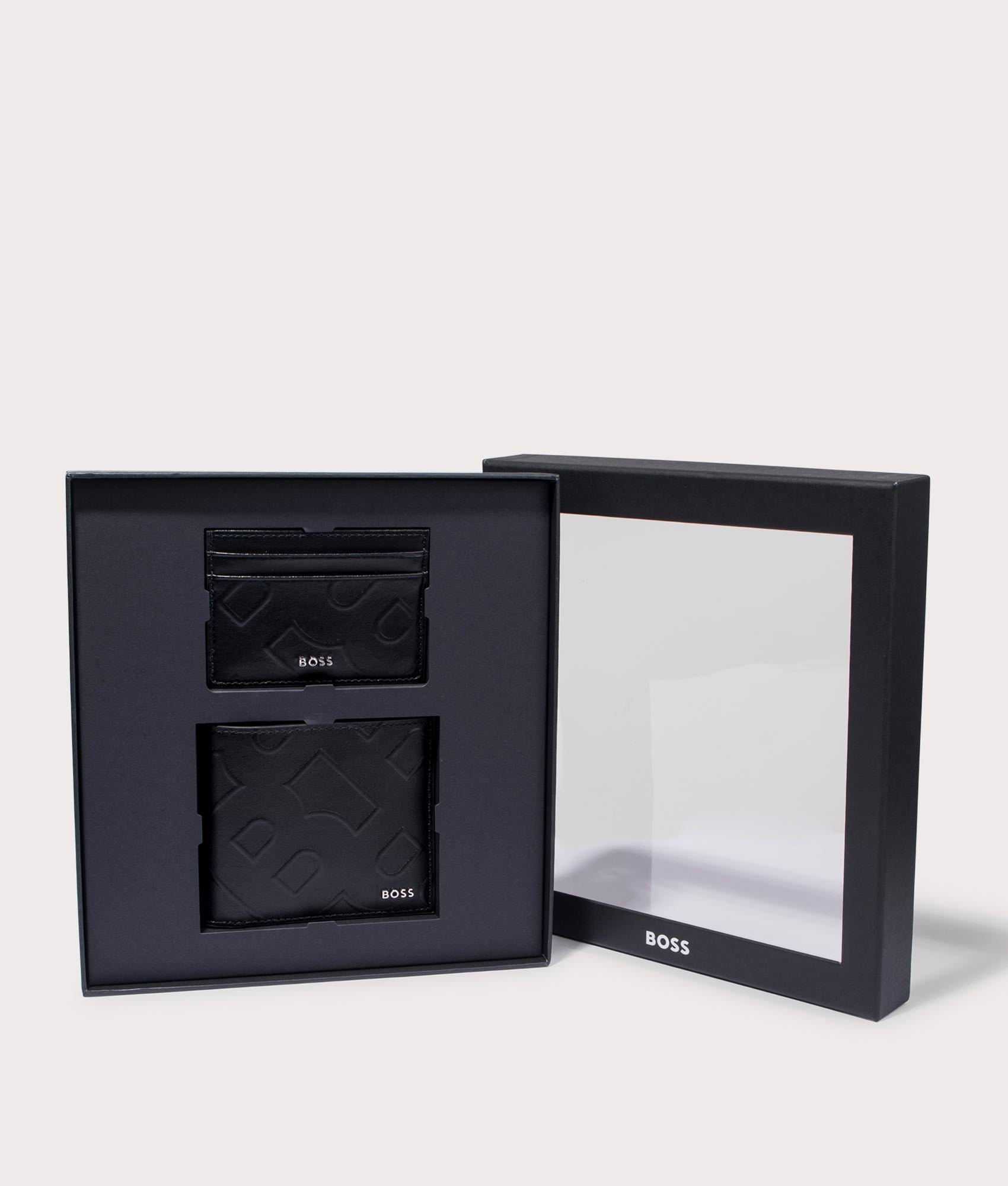 BOSS Embossed Card Case & Wallet Gift Set Black Box EQVVS