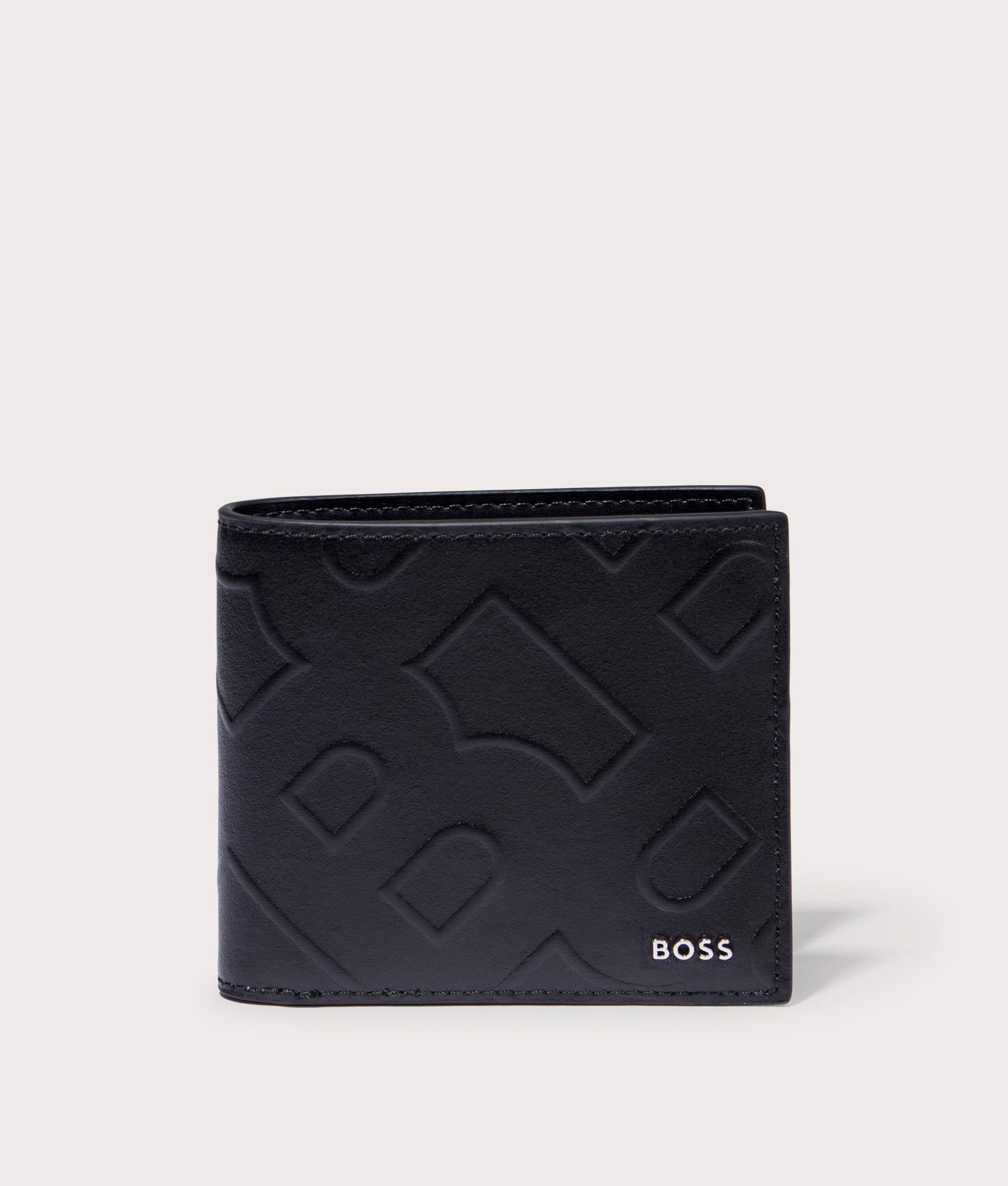 BOSS Embossed Card Case & Wallet Gift Set Black Front EQVVS