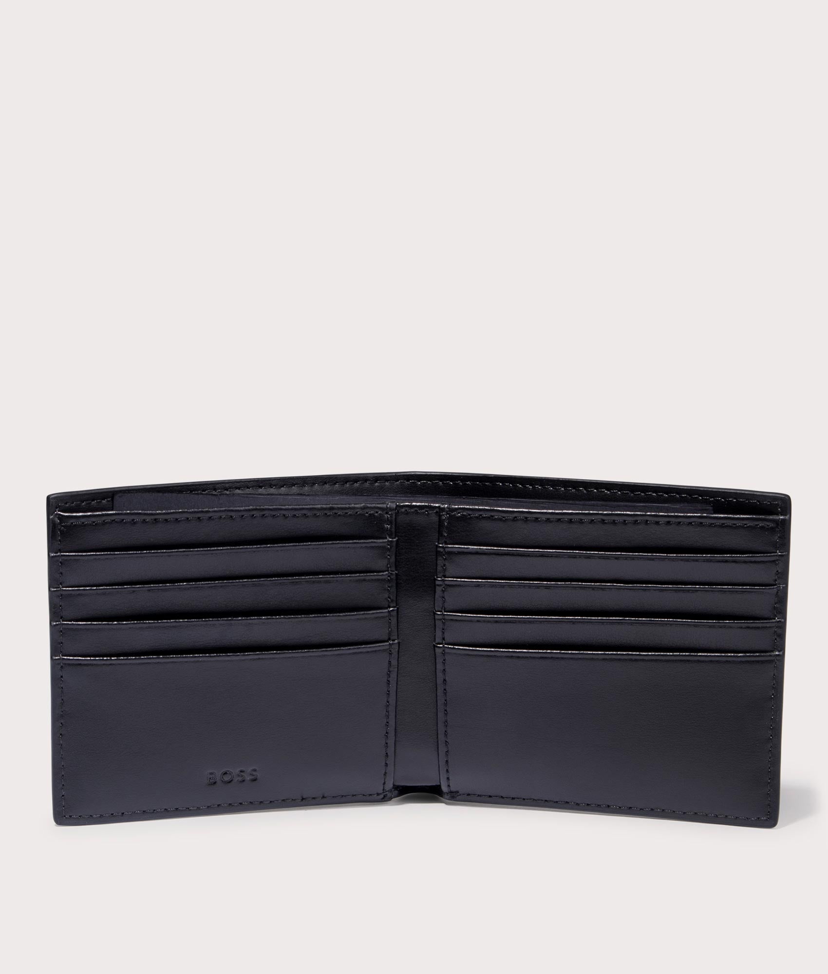 BOSS Embossed Card Case & Wallet Gift Set Black Open EQVVS