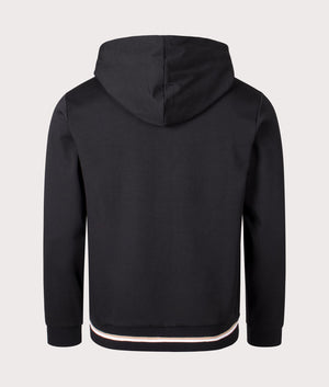 Heritage Zip Through Hoodie in Black by Boss. EQVVS Back Angle Shot.