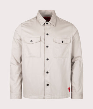 Enalu Overshirt in Light Pastel Grey by Hugo. EQVVS Front Angle Shot.