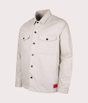 Enalu Overshirt in Light Pastel Grey by Hugo. EQVVS Side Angle Shot.