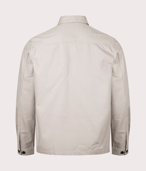 Enalu Overshirt in Light Pastel Grey by Hugo. EQVVS Back Angle Shot.