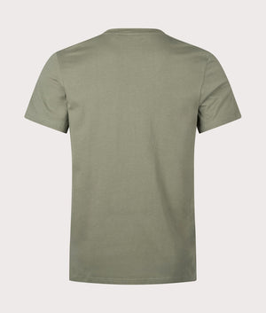 Round Neck T-Shirt in Beige Khaki by Boss. EQVVS Back Angle Shot.