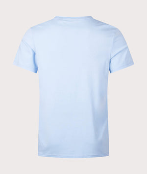 Round Neck T-Shirt in Light Pastel Blue by Boss. EQVVS Back Angle Shot.