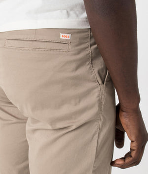 Slim Fit Chino Shorts in Open Brown by Boss. EQVVS Detail Shot