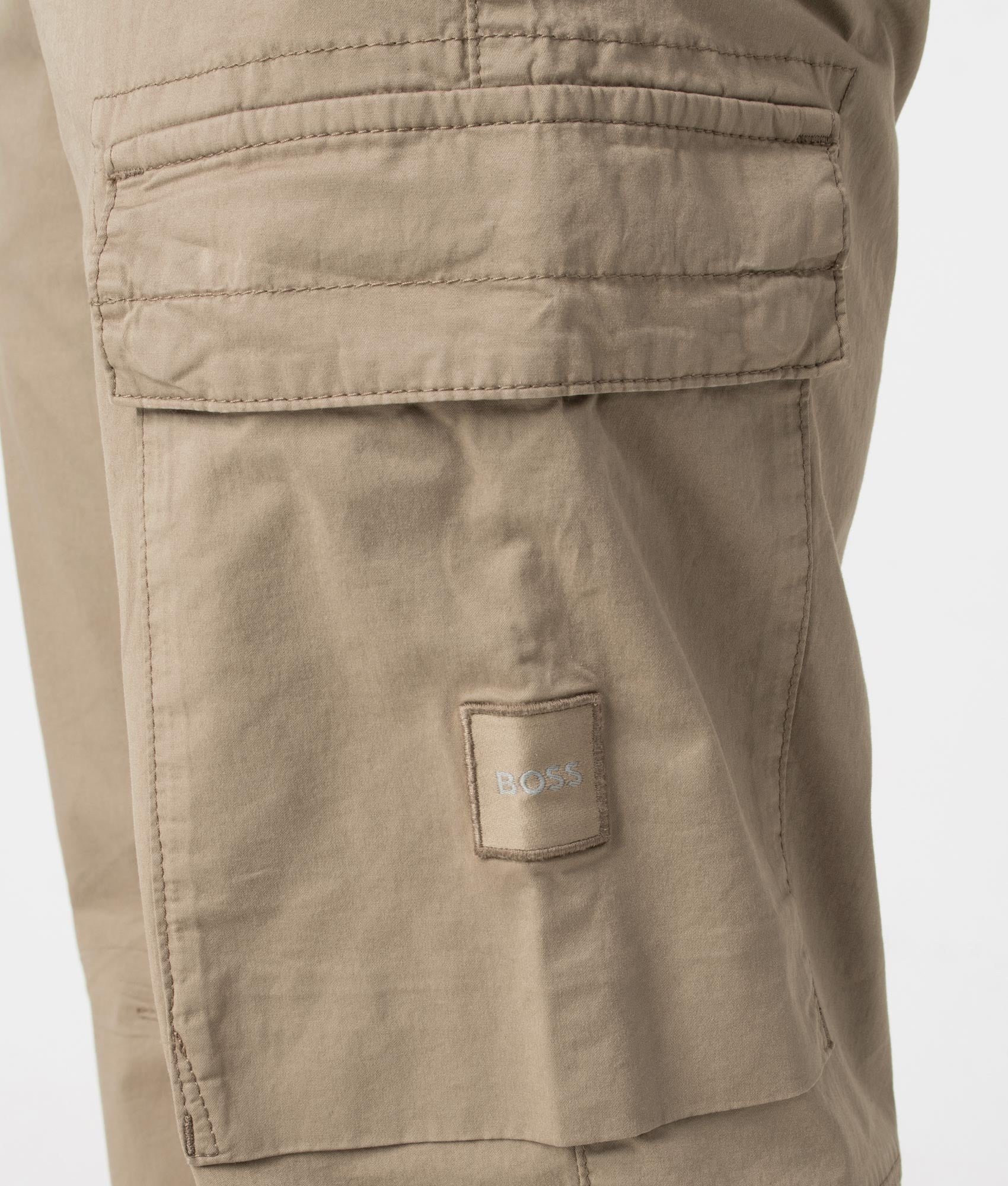 Sisla 6 Cargo Pants in Open Brown by Boss. EQVVS Detail Shot.