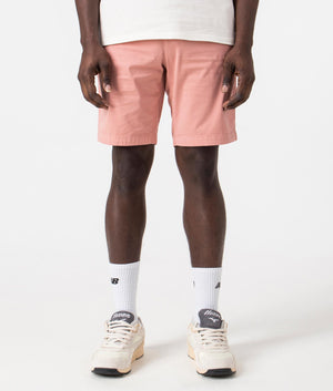 Slim Fit Chino Shorts in Open Pink by Boss. EQVVS Front Angle Shot.