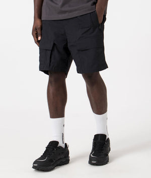 Jad 242 Shorts in Black by Hugo. EQVVS Side Angle Shot.