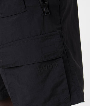 Jad 242 Shorts in Black by Hugo. EQVVS Detail Shot.