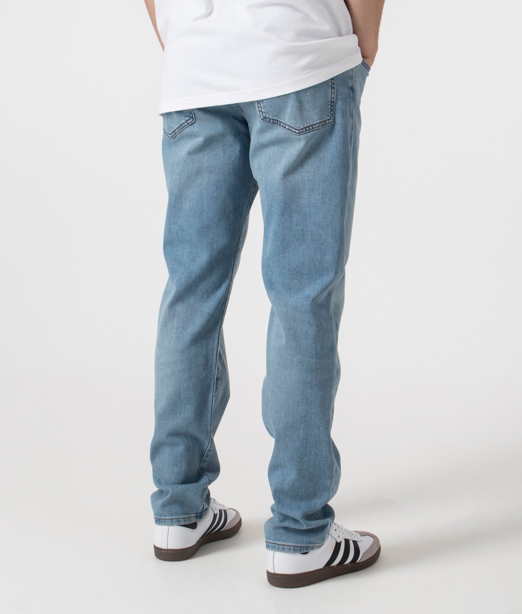 BOSS Maine Jeans in Bright Blue. Back shot. Shot at EQVVS. 