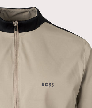 Quarter Zip J Faster Athletic Top in Light Pastel Green by Boss. EQVVS Detail Shot.