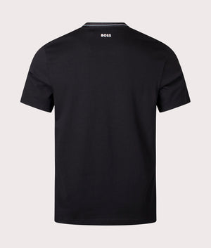 BOSS Tee 11 T-Shirt in Black. Back angle shot at EQVVS.