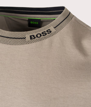 Tee 11 T-Shirt in Light Pastel Green by Boss. EQVVS Detail Shot.