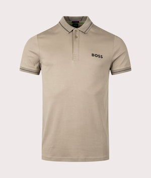 Paule 1 Polo Shirt in Light Pastel Green by Boss. EQVVS Front Angle Shot.