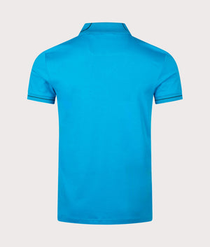 Paule 1 Polo Shirt in Turquoise Aqua by Boss. EQVVS Back Angle Shot.