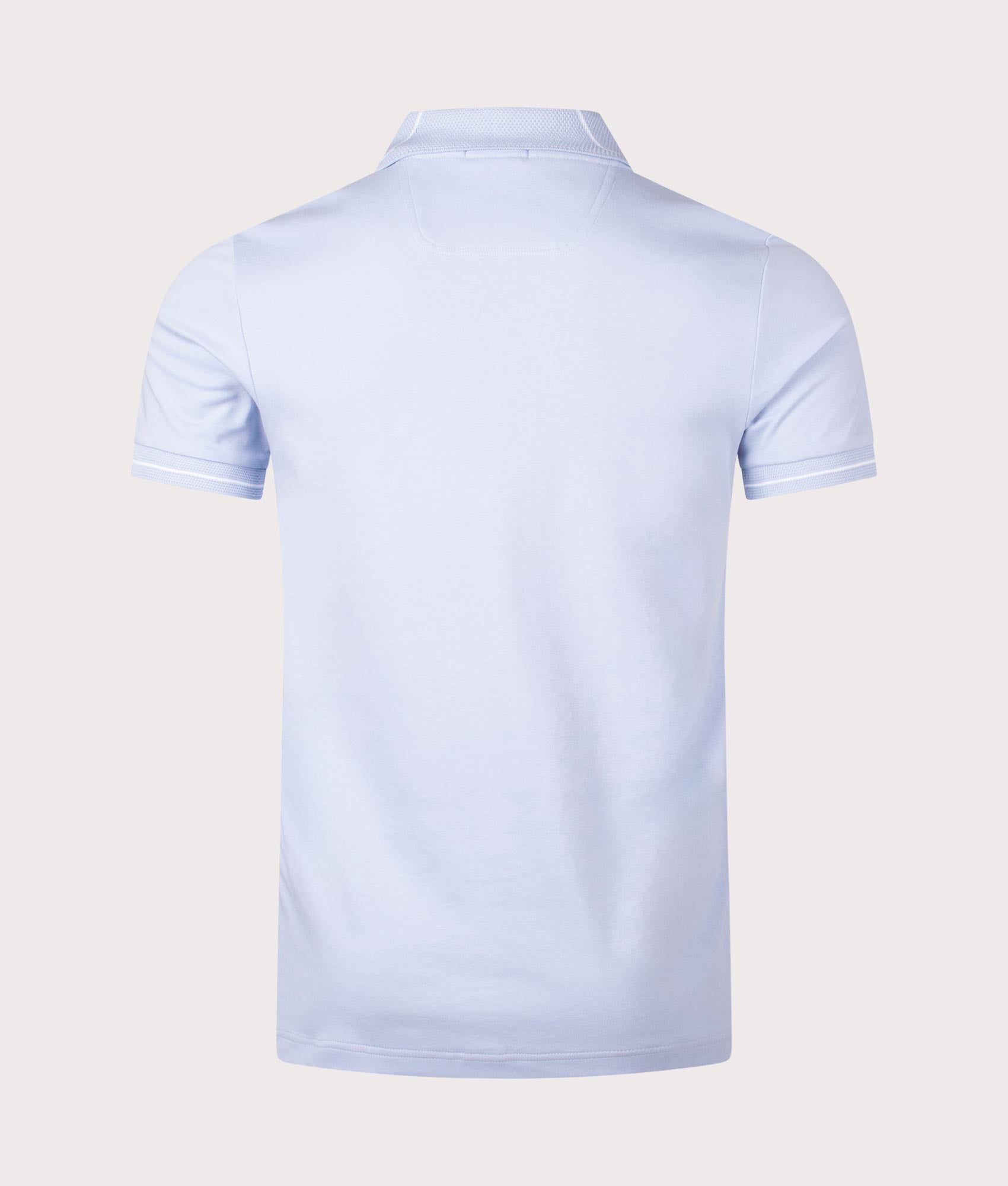 Paule 1 Polo Shirt in Bright Purple by Boss. EQVVS Back Angle Shot.