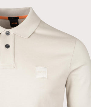 Passerby Polo Shirt in Light Beige by Boss. EQVVS Detail Shot.