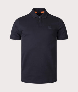 BOSS Slim Fit Passenger Polo Shirt in Black Front Shot EQVVS