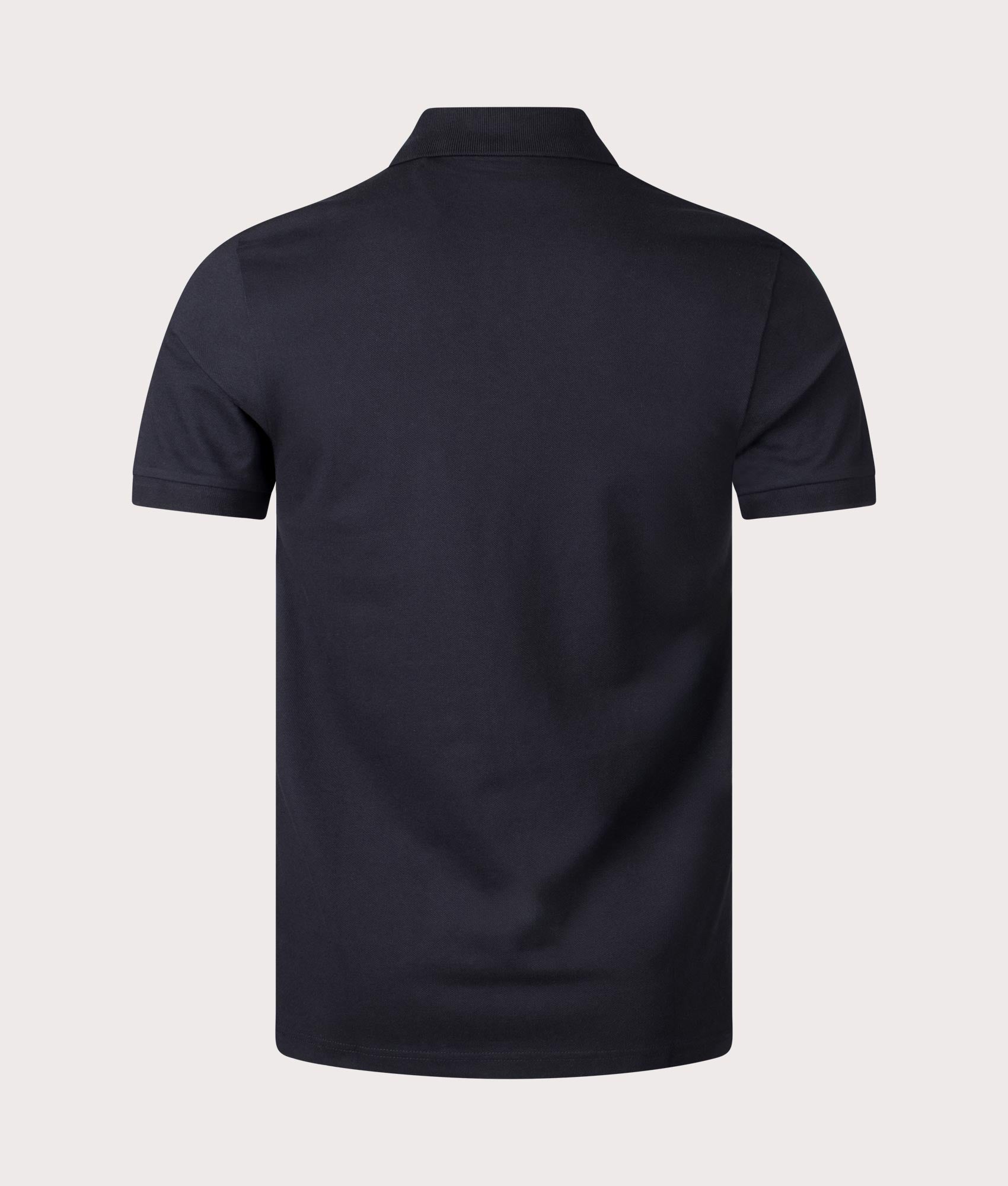 Boss Slim fit Passenger Polo Shirt in Black at EQVVS Menswear. Back shot.
