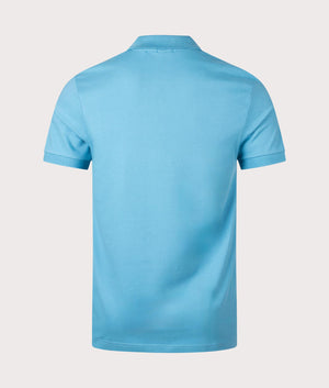 Slim Fit Passenger Polo Shirt in Open Blue by Boss. EQVVS Back Angle Shot.