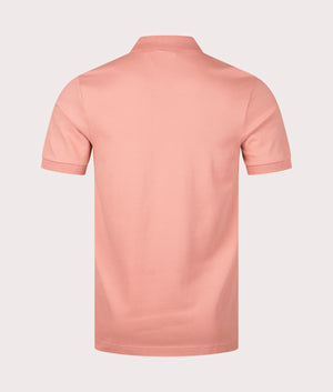 Slim Fit Passenger Polo Shirt in Open Pink by Boss. EQVVS Back Angle Shot.