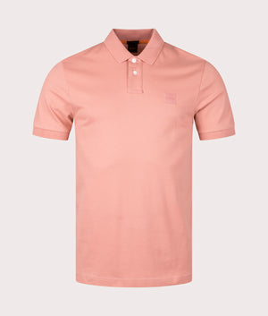 Slim Fit Passenger Polo Shirt in Open Pink by Boss. EQVVS Front Angle Shot.