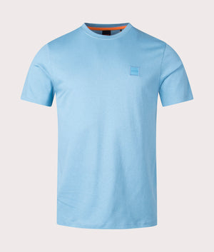 Relaxed Fit Tales T-Shirt in Open Blue by Hugo. EQVVS Front Angle Shot.