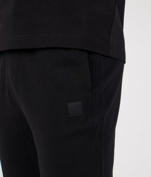 Regular Fit Sestart Joggers in Black | 100% Cotton | BOSS | EQVVS | Front  detail model shot